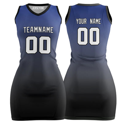 Custom Black and Blue Gradient Basketball Jersey Dress