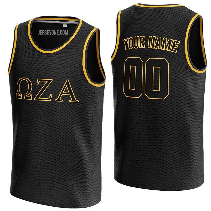 custom black and gold fraternity basketball jersey