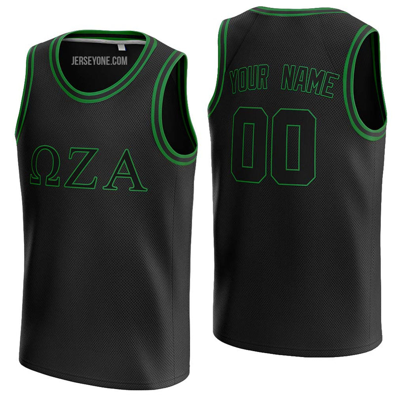 custom black and green fraternity basketball jersey