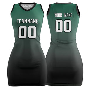 Black And Green Gradient Custom Basketball Jersey Dress