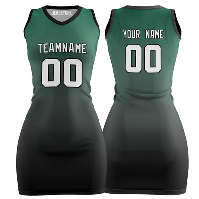 Custom Black and Green Gradient Basketball Jersey Dress