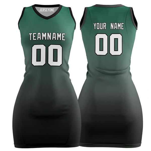 Black And Green Gradient Custom Basketball Jersey Dress