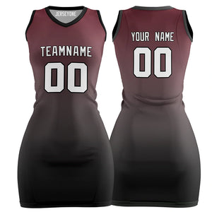 Black And Maroon Gradient Custom Basketball Jersey Dress