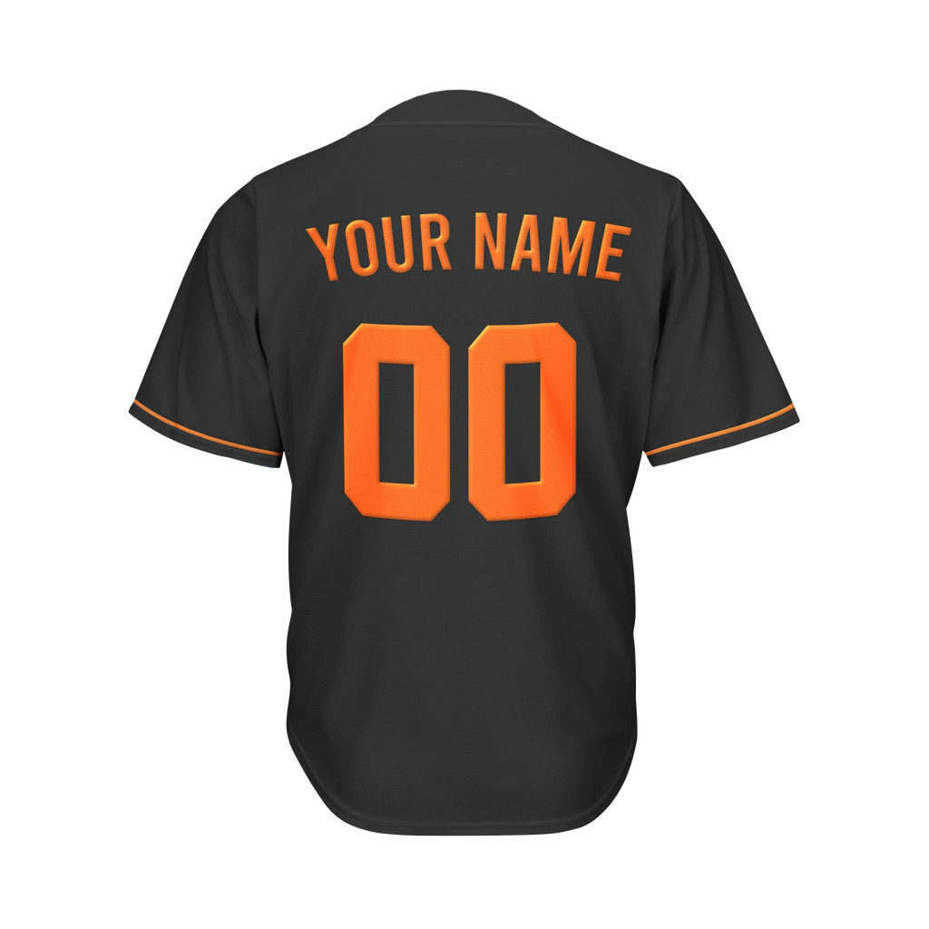 Custom Black and Orange Baseball Jersey