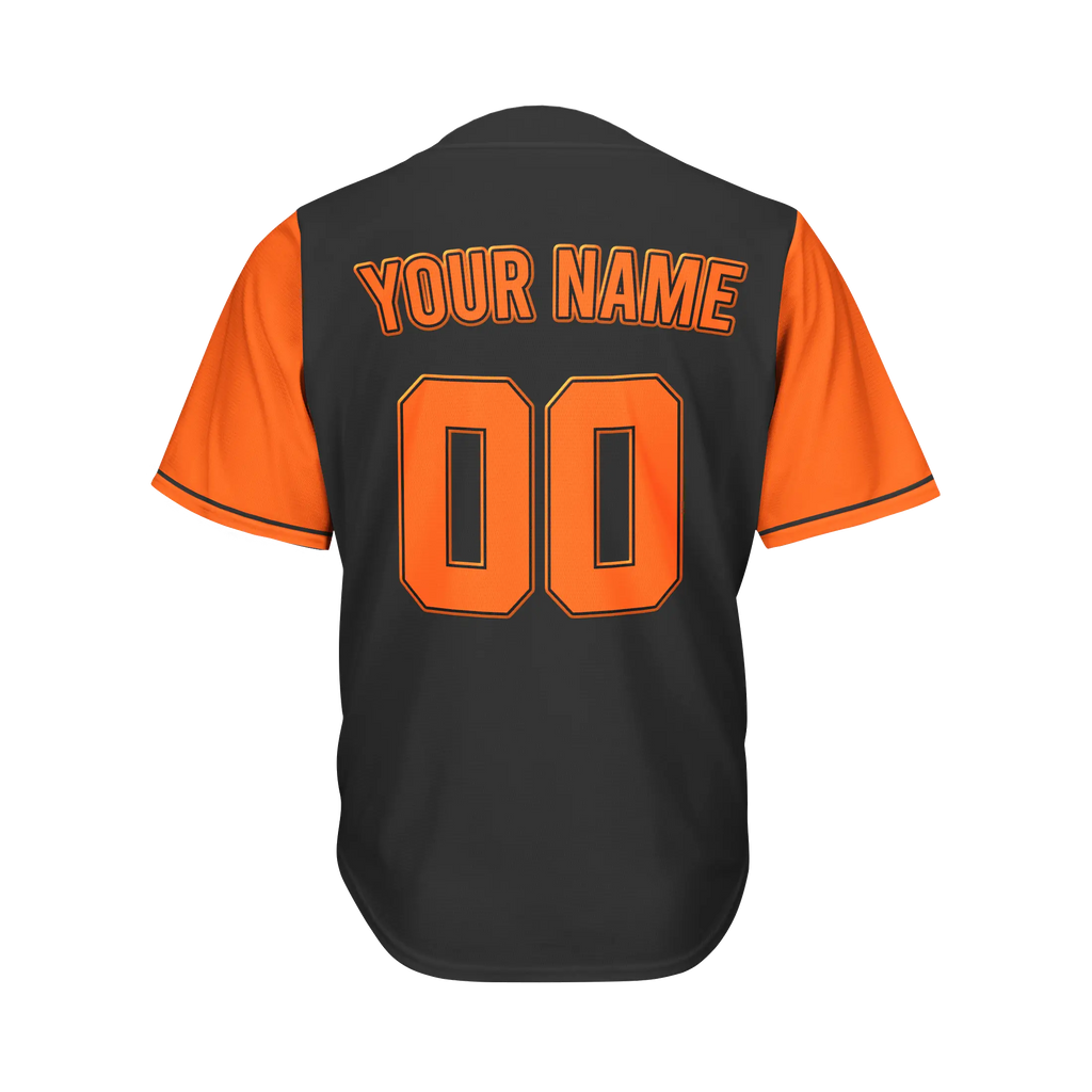 Custom Black and Orange Sleeves Baseball Jersey