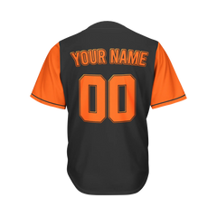 Custom Black and Orange Sleeves Baseball Jersey