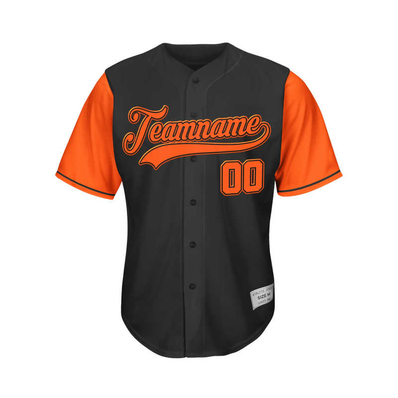 Custom Black and Orange Sleeves Baseball Jersey