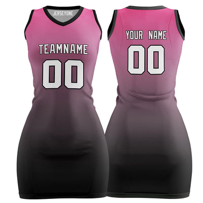 Custom Black and Pink Gradient Basketball Jersey Dress
