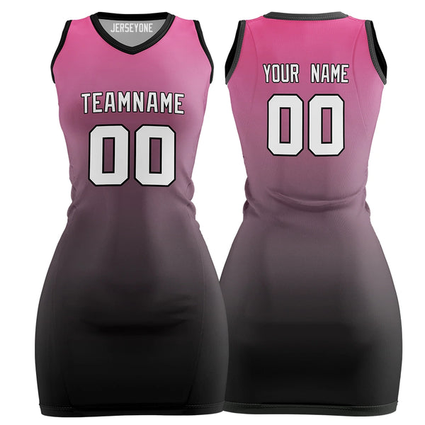 Black And Pink Gradient Custom Basketball Jersey Dress