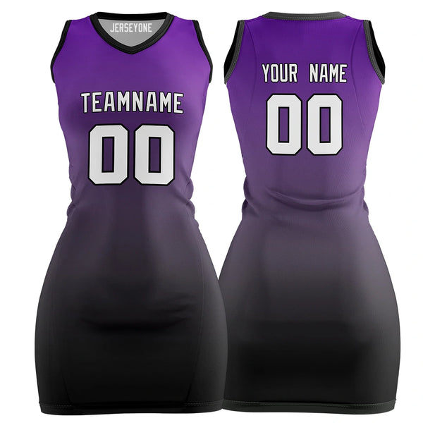 Black And Purple Gradient Custom Basketball Jersey Dress