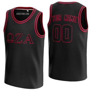 custom black and red fraternity basketball jersey
