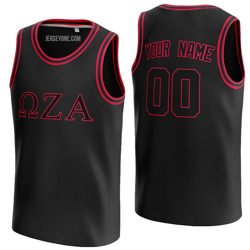 custom black and red fraternity basketball jersey