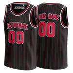 Black and Red Pinstripe Custom Basketball Jersey