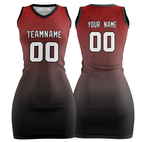 Black And Red Gradient Custom Basketball Jersey Dress