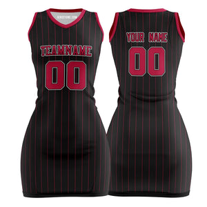 Custom Black and Red Pinstripe Basketball Jersey Dress