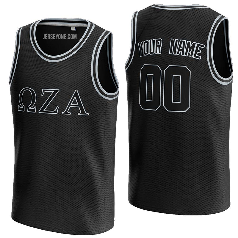 custom black and silver fraternity basketball jersey