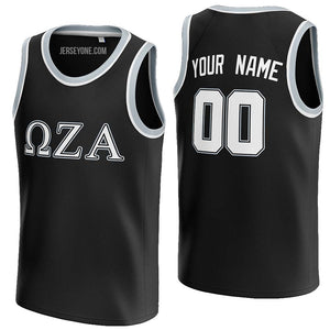 custom black and white-silver fraternity basketball jersey