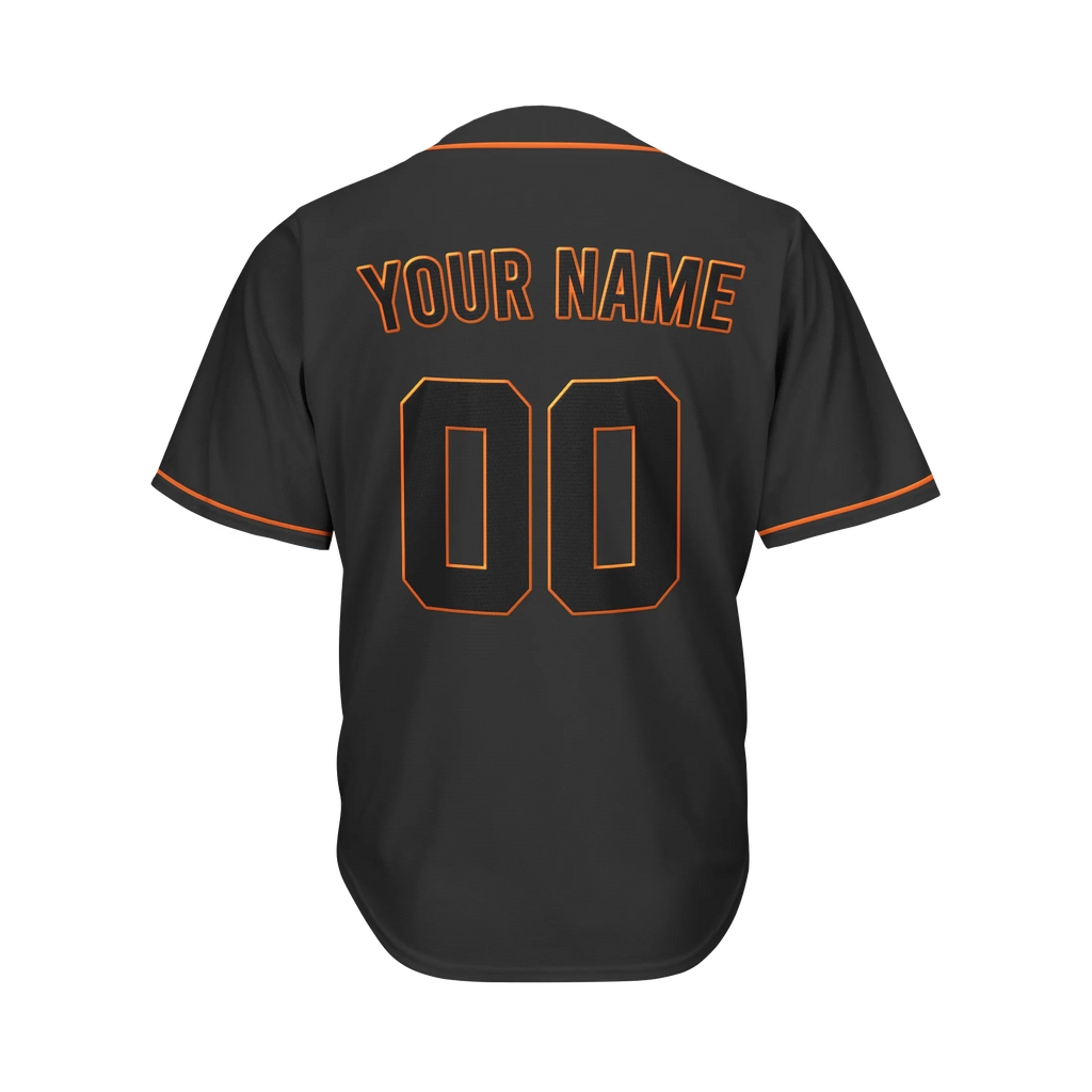 Custom Black on Black Baseball Jersey with Orange
