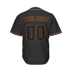 Custom Black on Black Baseball Jersey with Orange