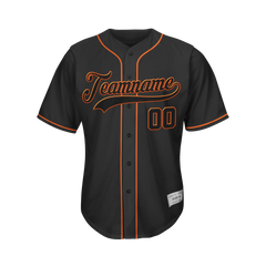 Custom Black on Black Baseball Jersey with Orange