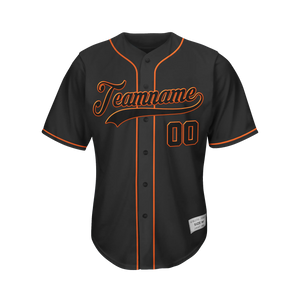 Custom Black on Black Baseball Jersey with Orange