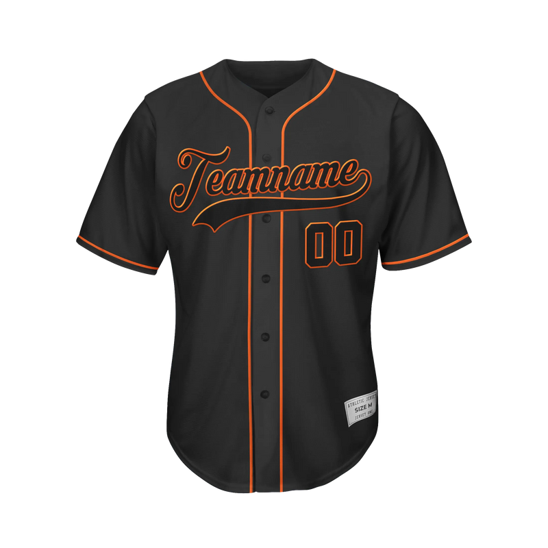 Custom Black on Black Baseball Jersey with Orange