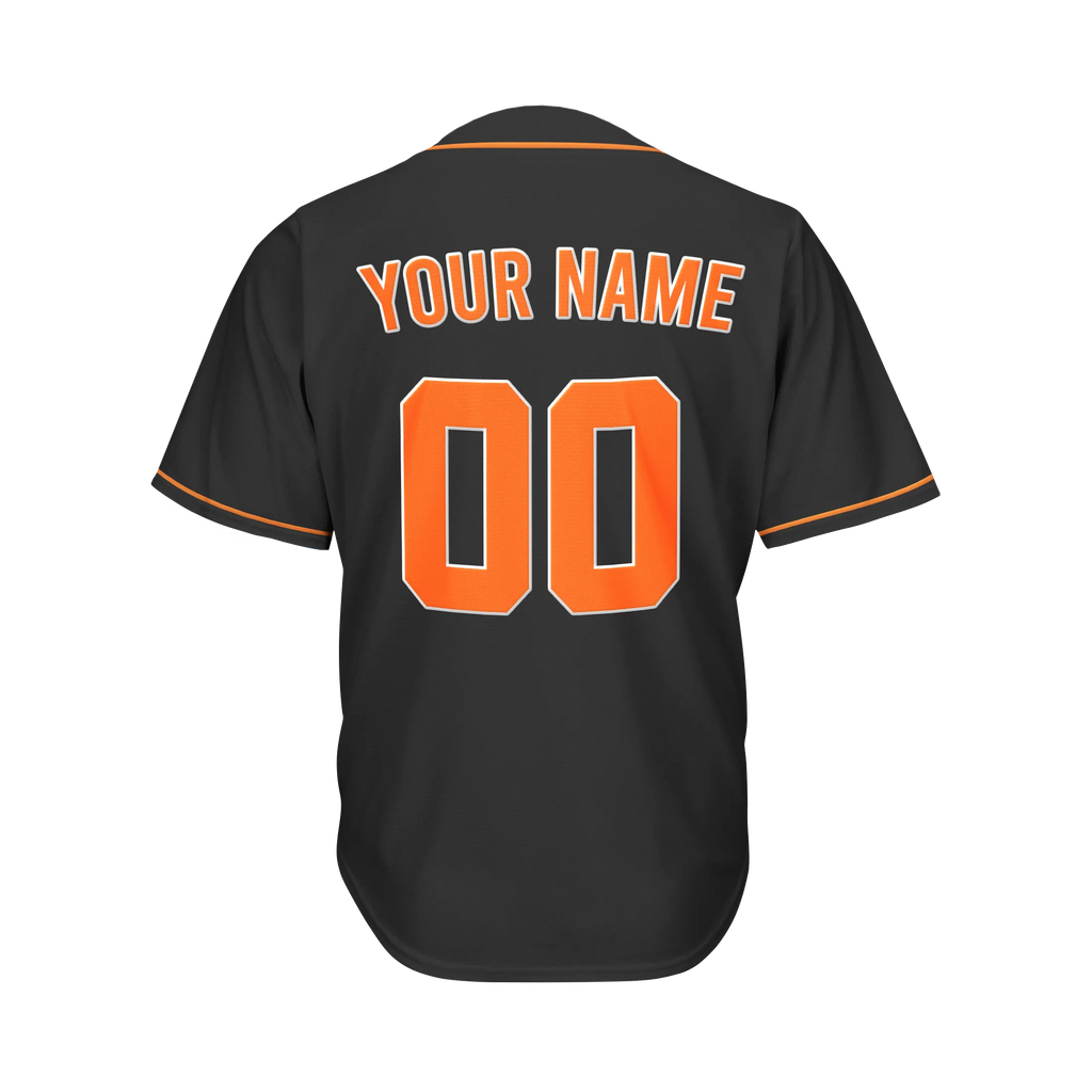 Custom Black Orange and White Baseball Jersey
