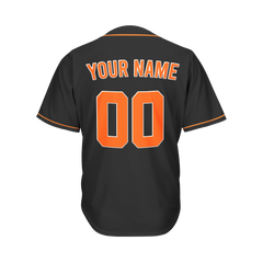 Custom Black Orange and White Baseball Jersey