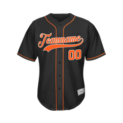Custom Black Orange and White Baseball Jersey