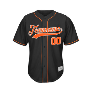 Custom Black Orange and White Baseball Jersey