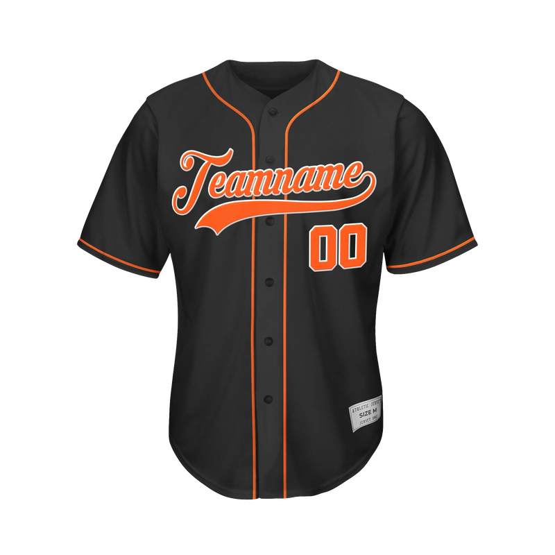 Custom Black Orange and White Baseball Jersey