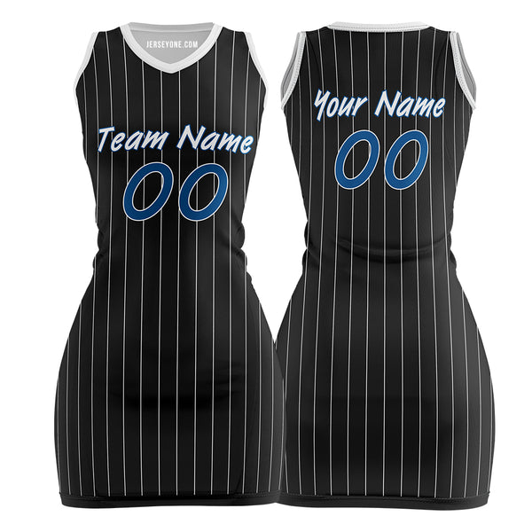 custom jersey dress Black Pinstripe Customized Basketball Jersey Dress | Retro Urban