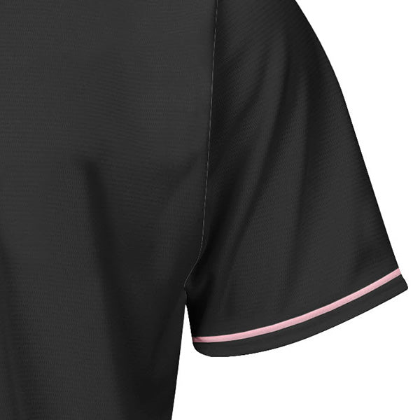 Blank Black and Light Pink Button Down Baseball Jersey