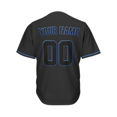 Custom Black and Blue Profile Baseball Jersey