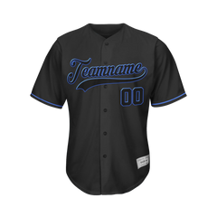 Custom Black and Blue Profile Baseball Jersey