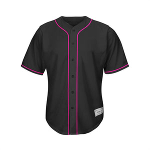 Blank Black and Hot Pink Button Down Baseball Jersey