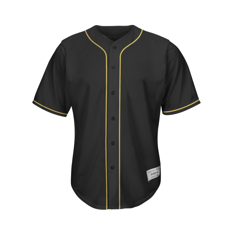 Blank Black and Gold Button Down Baseball Jersey