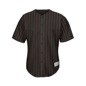 Blank Black And Orange Pinstripe Baseball Jersey