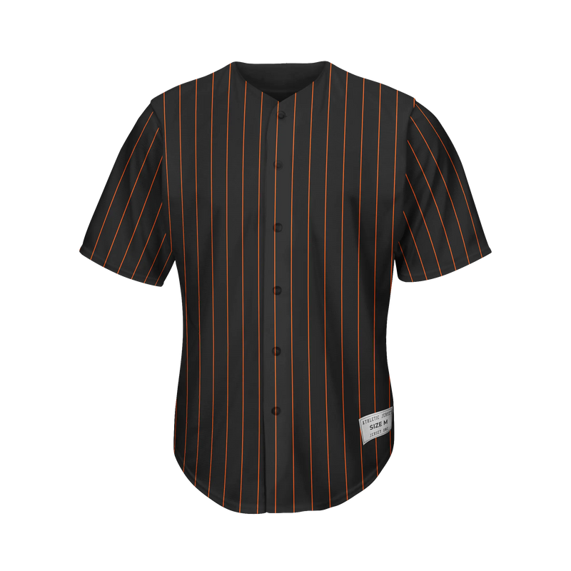 Blank Black And Orange Pinstripe Baseball Jersey