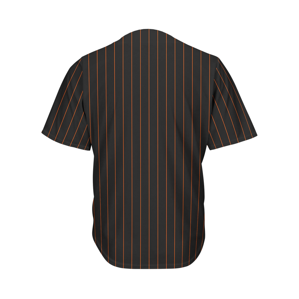 Blank Black And Orange Pinstripe Baseball Jersey