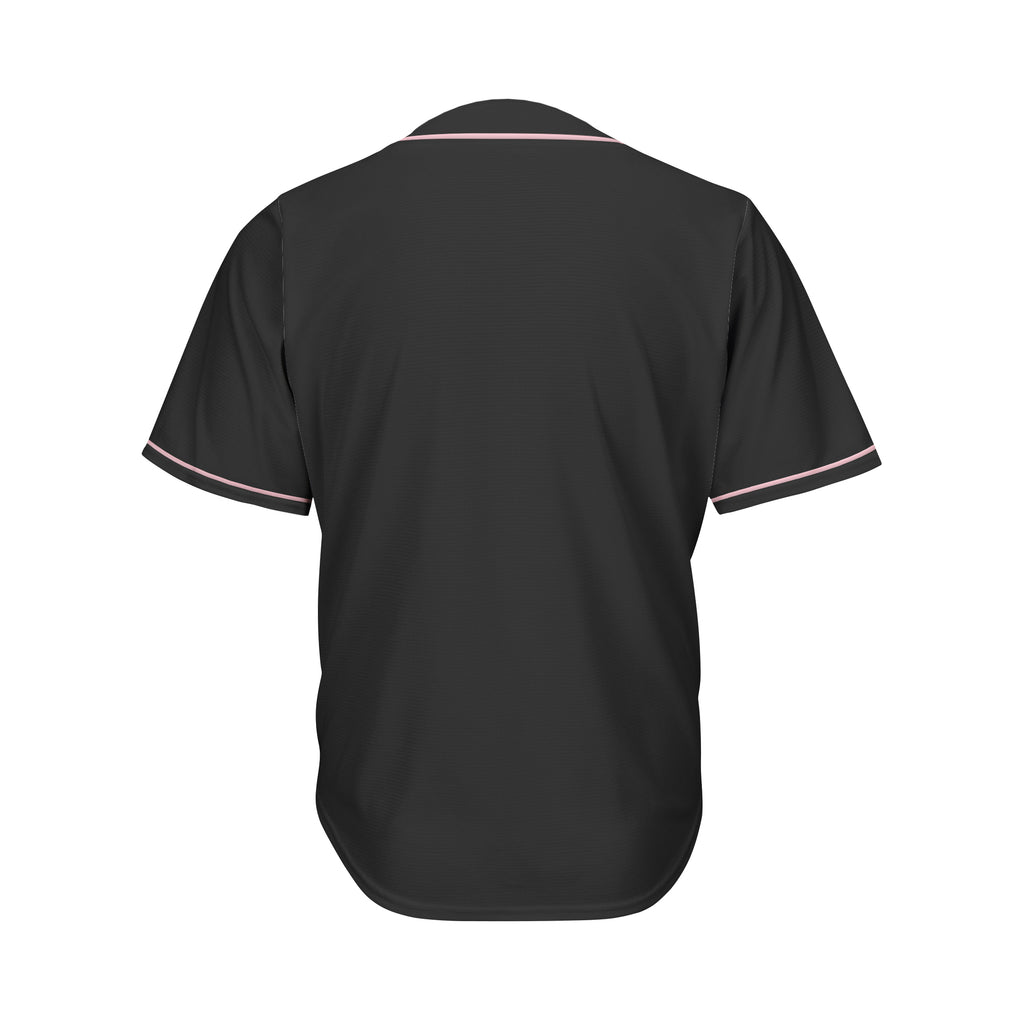 Blank Black and Light Pink Button Down Baseball Jersey