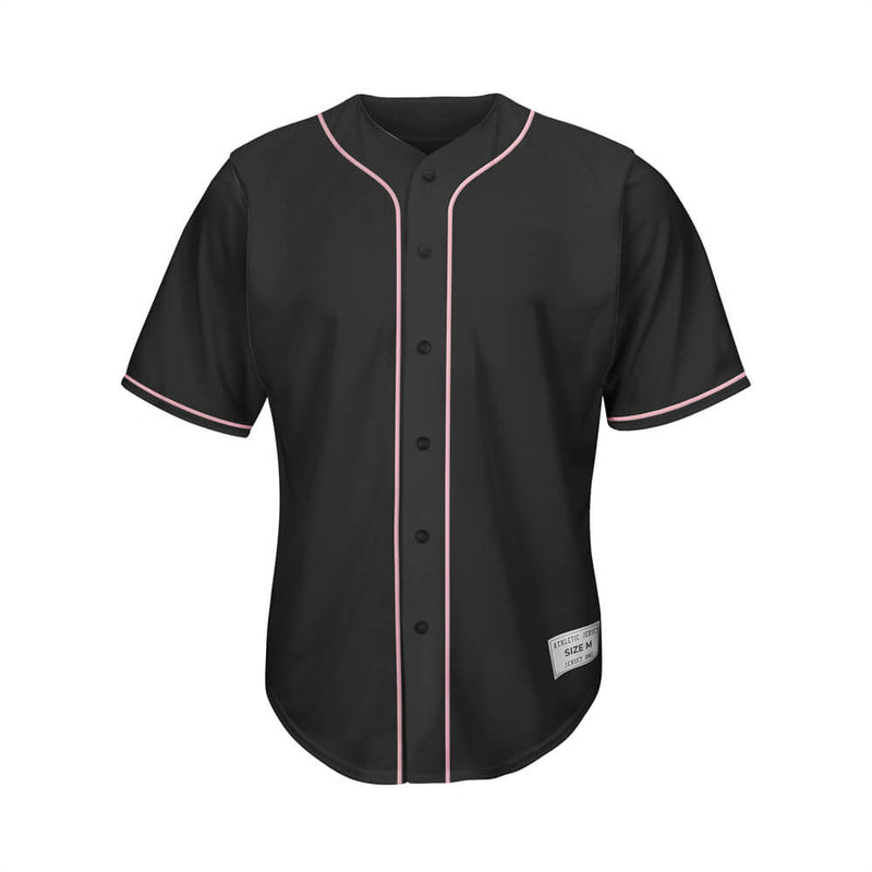 Blank Black and Light Pink Baseball Jersey for Men & Youth