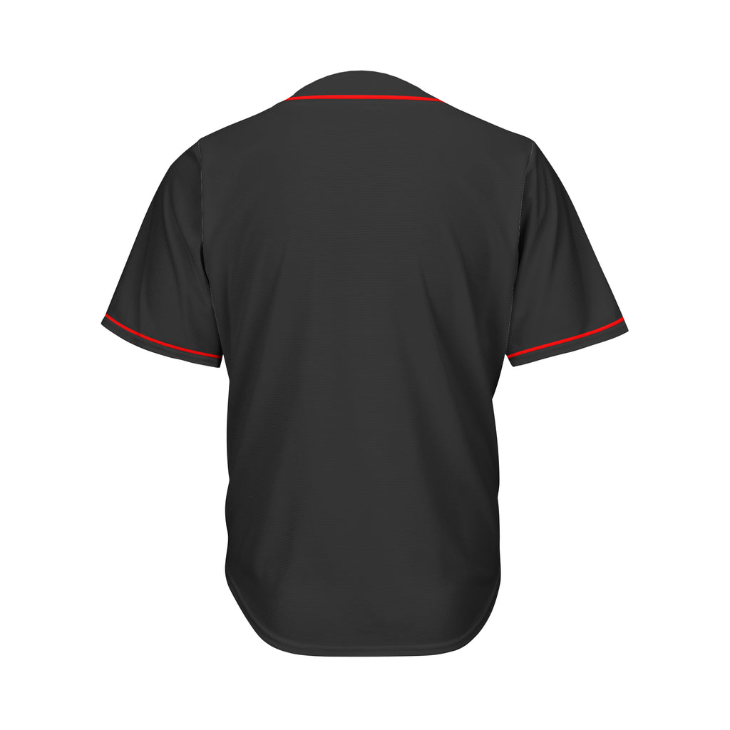 Blank Black and Red Button Down Baseball Jersey
