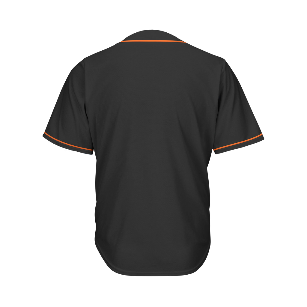 Blank Black and Orange Button Down Baseball Jersey