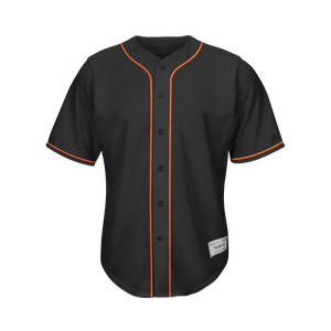 Blank Black and Orange Button Down Baseball Jersey