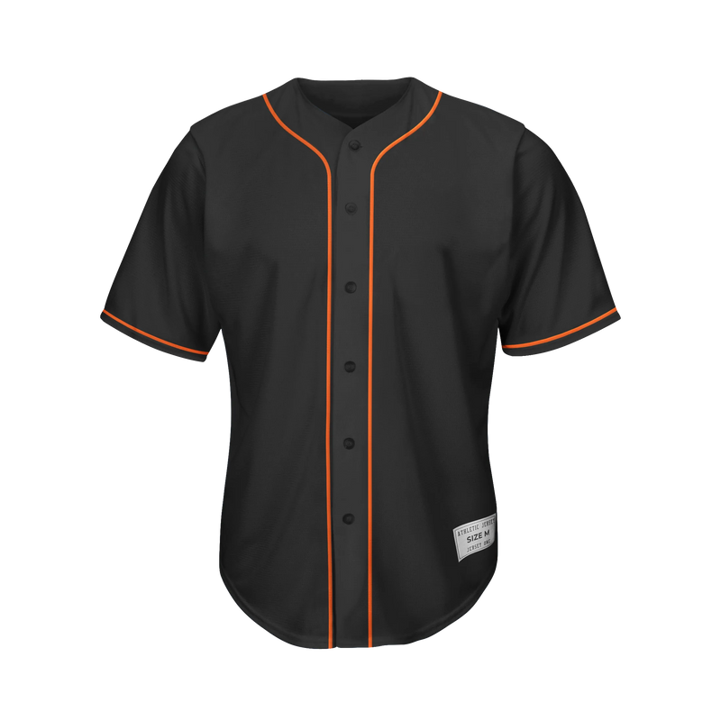 Blank Black and Orange Button Down Baseball Jersey