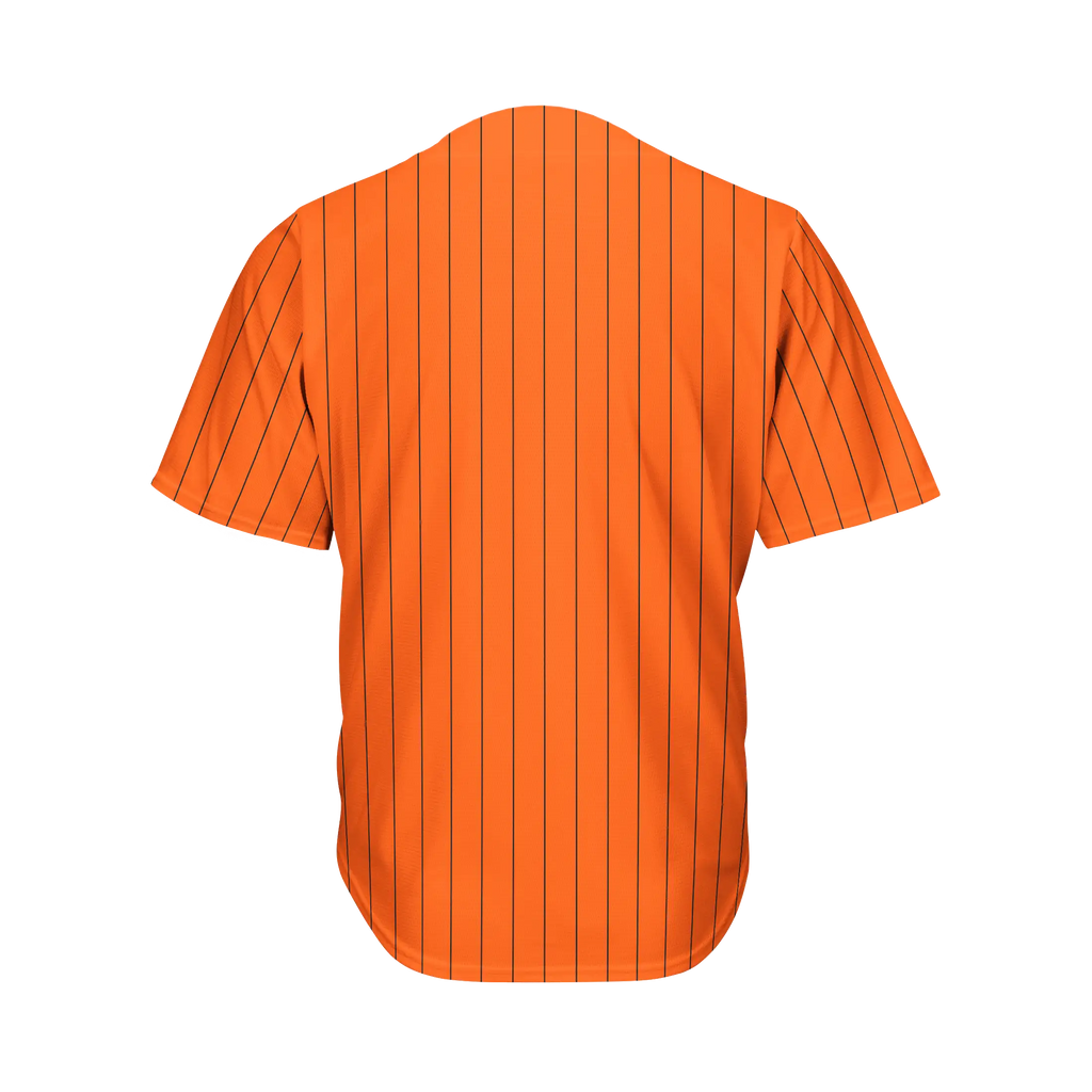 Blank Orange and Black Pinstripe Baseball Jersey