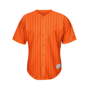 Blank Orange and Black Pinstripe Baseball Jersey