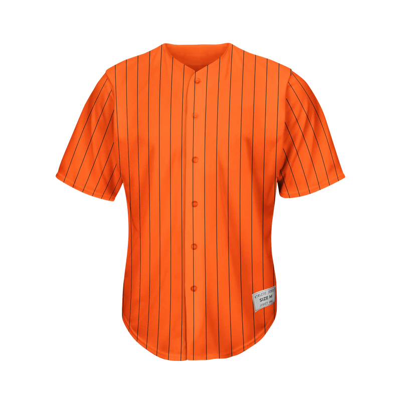 Blank Orange and Black Pinstripe Baseball Jersey