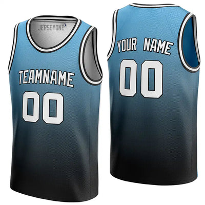 Men's Blue And Black Gradient Custom Basketball Jersey